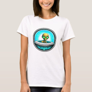Extra-Terrestriale Alien mit einem UFO T-Shirt