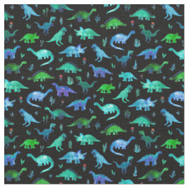Extra Tiny Dinos in Blau und Grün in Schwarz Stoff