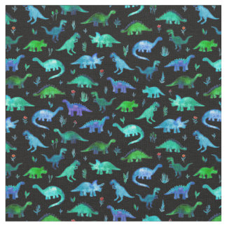 Extra Tiny Dinos in Blau und Grün in Schwarz Stoff
