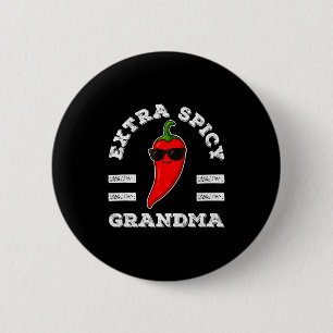 Extra verrückte Oma Frauen Foodie Humor Heiße Chil Button