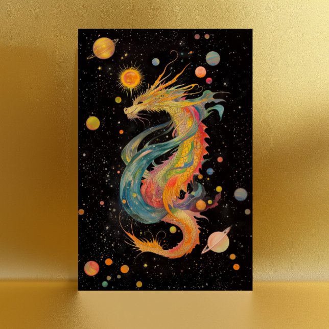 Extragalactic Sky Dragon - Rainbow Black Galaxy Postkarte (Von Creator hochgeladen)