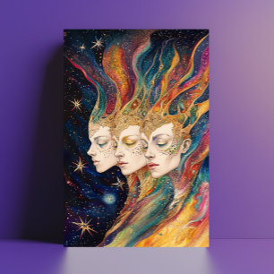 Extragalactic Space Girls Rainbow Light Postkarte