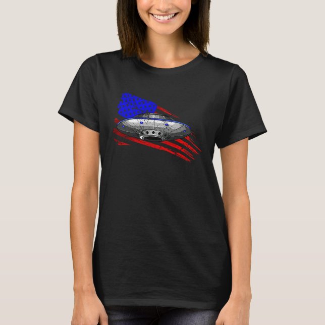 Extraterrestrial Space Craft American Flag Men Wom T-Shirt (Vorderseite)