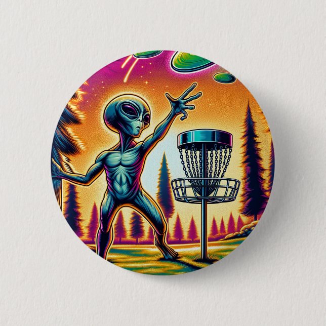 Extraterrestrische Alien Disc Golfing Button (Vorderseite)