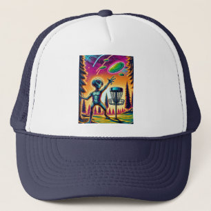 Extraterrestrische Alien Disc Golfing Truckerkappe
