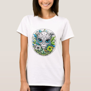 Extraterrestrische Alien in Blume Starry Night T-Shirt