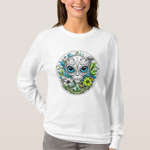 Extraterrestrische Alien in Blume Starry Night T-Shirt