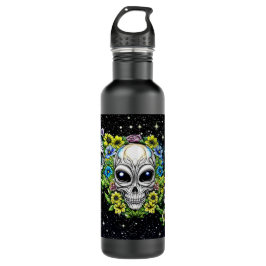 Extraterrestrische Alien Skulls und Blume Edelstahlflasche