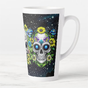 Extraterrestrische Alien Skulls und Blume Milchtasse
