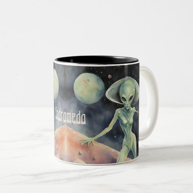 Extraterrestrische Alien Zweifarbige Tasse (VorderseiteRechts)