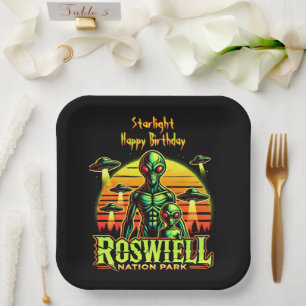 Extraterrestrische Beings im Roswell Nation Park Pappteller