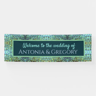 Extravagant Aqua Vibranding Peacock Feathers Weddi Banner