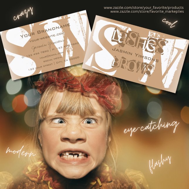 Extravagant Beige und Weiß mit Monogramm Stilvoll Visitenkarte (Von Creator hochgeladen)