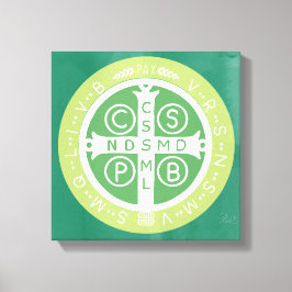 Extravagant Benediktinerkreuz Nr. 2 Grün Leinwanddruck