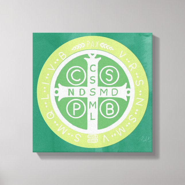 Extravagant Benediktinerkreuz Nr. 2 Grün Leinwanddruck (Vorderseite)