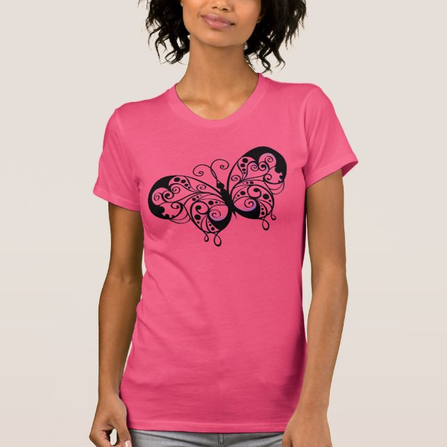 Extravagant Black Butterfly T-Shirt (Vorderseite)