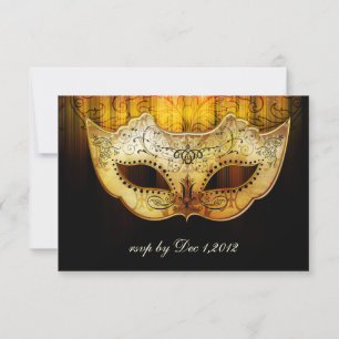 Extravagant blühen Sie Goldmaskerade-Hochzeit RSVP Karte