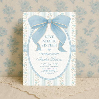 Extravagant Coquette Sweet 16 Blue Bow Geburtstag Einladung