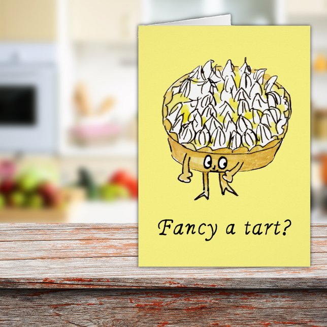 Extravagant ein Zitat von Tart Funny Lemon Meringu (Lemon meringue pie cute cartoon art with funny word play quote fancy a tart greetings card)