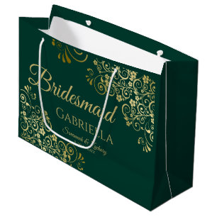 Extravagant Emerald Green & Gold Elegante Große Geschenktüte