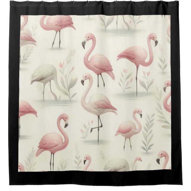 Extravagant Flamingo Duschvorhang (Vorderseite)