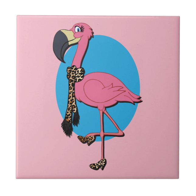 Extravagant Flamingo Keramik Tile Fliese (Vorderseite)