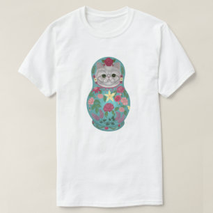 Extravagant Floral Meowtreshka T-Shirt