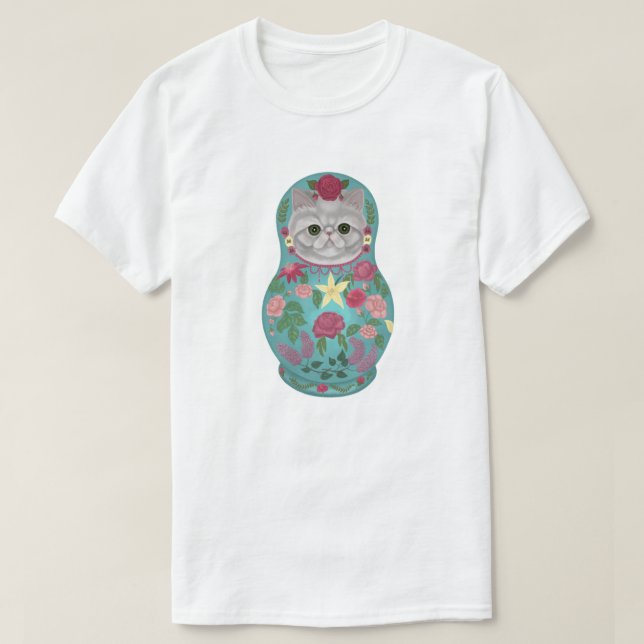 Extravagant Floral Meowtreshka T-Shirt (Design vorne)