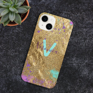Extravagant Foil Glitzer Gold Metallic Paint Sprit iPhone 14 Hülle