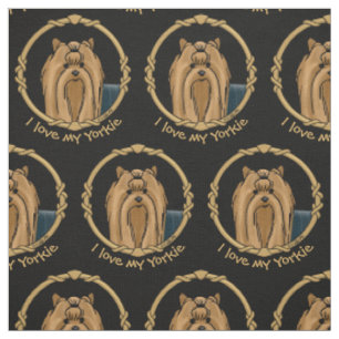 Extravagant Frame Yorkshire Terrier (Yorkie) Portr Stoff