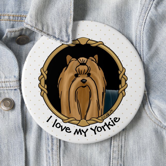 Extravagant Frame Yorkshire Terrier Yorkie Portrai Button (Beispiel)