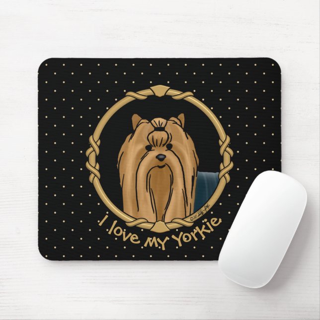 Extravagant Frame Yorkshire Terrier Yorkie Portrai Mousepad (Mit Mouse)