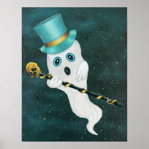 Extravagant Ghost Alberne GesichtshTop Hat Cane St Poster