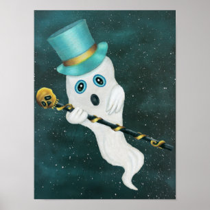 Extravagant Ghost Alberne GesichtshTop Hat Cane St Poster