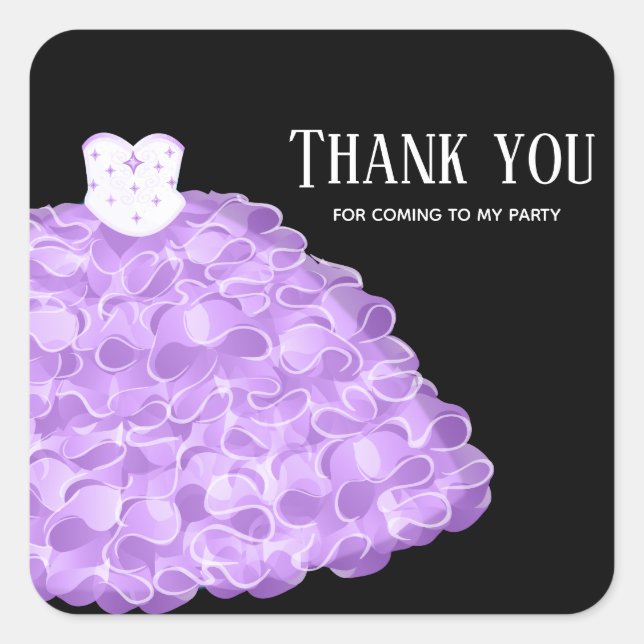 Extravagant Glam Gown Dress Quadratischer Aufkleber (Vorderseite)