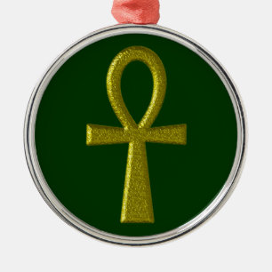 Extravagant Gold Ankh Premium Runde Ornament