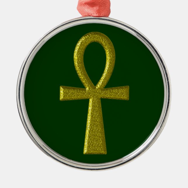 Extravagant Gold Ankh Premium Runde Ornament (Vorne)