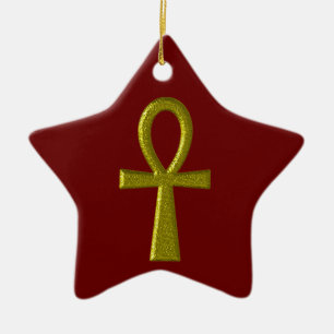 Extravagant Gold Ankh Star Ornament