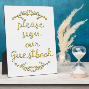 Extravagant Gold Glitzer Guestbook-Signatur Fotoplatte