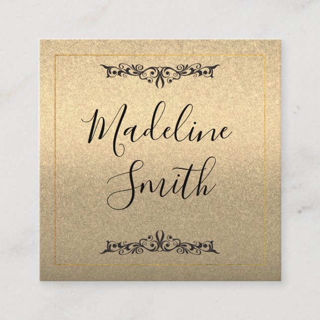 Extravagant Gold Glitzer Lux Quadratische Visitenkarte (Vorderseite)