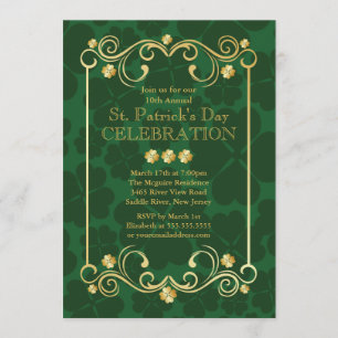 Extravagant Gold Kleeblatt St. Patrick's Party Ein Einladung