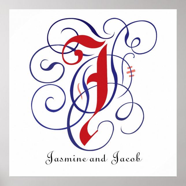 Extravagant Gothic Caps Letter J, 300dpi PNG Poster (Vorne)