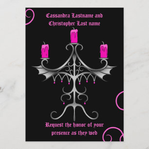 Extravagant gotisches Candelabra-heiß rosa auf sch Einladung