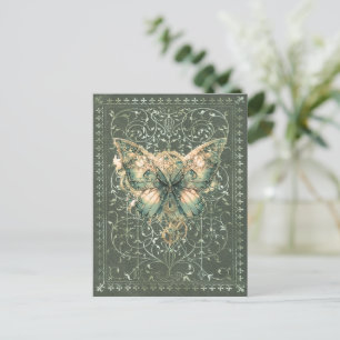 Extravagant Green Steampunk Butterfly Postkarte