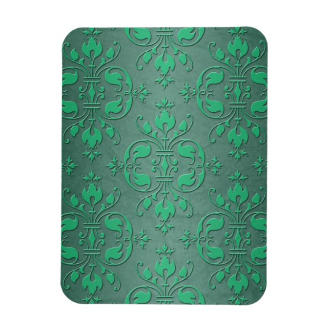 Extravagant Green Two Tone Damask Magnet (Vertikal)