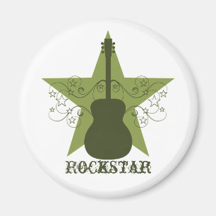 Extravagant Guitar Star Wirbel Magnet, Green Magnet