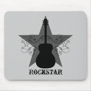Extravagant Guitar Star Wirbel Mousepad, Black Mousepad
