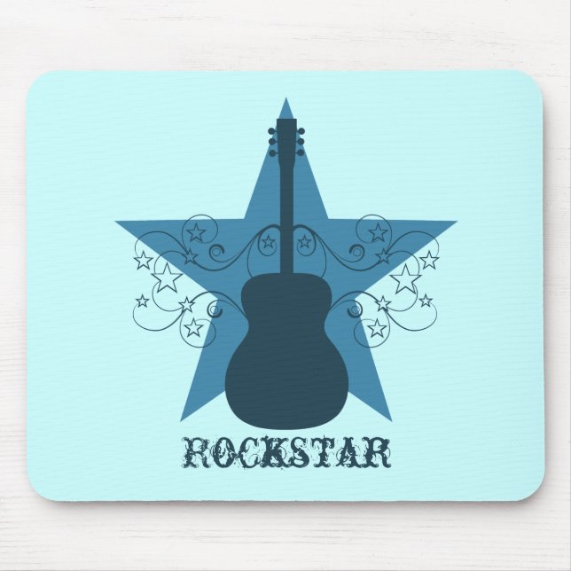 Extravagant Guitar Star Wirbel Mousepad, Royal Blu Mousepad (Vorne)