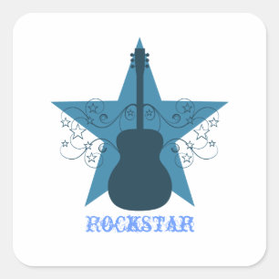 Extravagant Guitar Star Wirbel Square Stickers, Ro Quadratischer Aufkleber