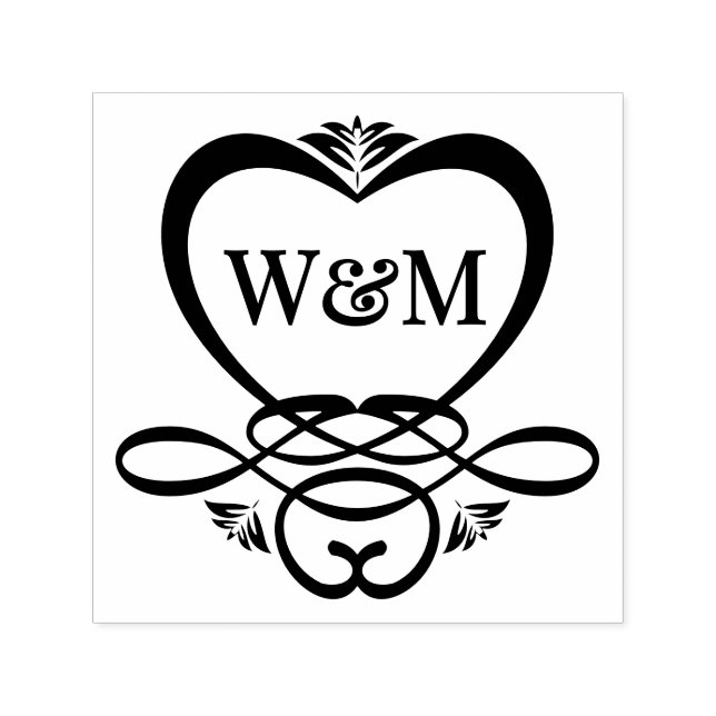 Extravagant Heart Frame 2 Initial Couple Monogram  Permastempel (Design)